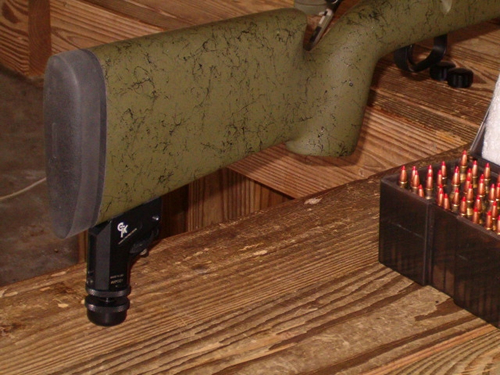 monopod installed on the author's wife's Stevens 200 based target rifle. monopod installed on the author's wife's Stevens 200 based target rifle.